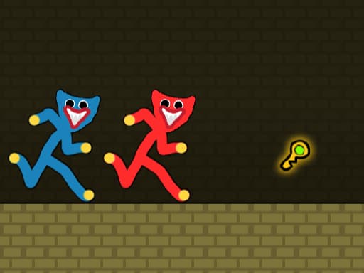 Red and Blue Stickman Huggy - adventure game